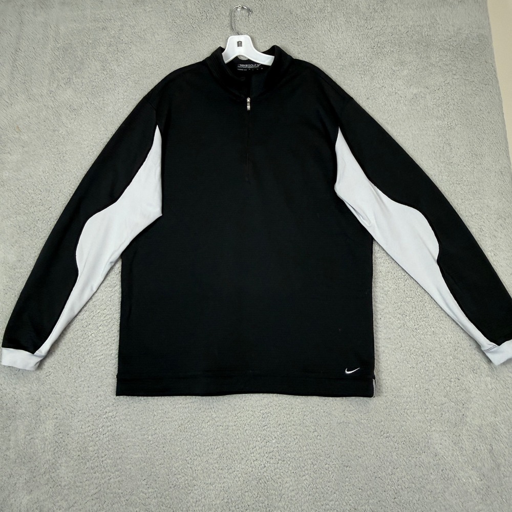 Nike Golf Therma-FIT Mens XL Quarter Zip Pullover Black White 381260-010